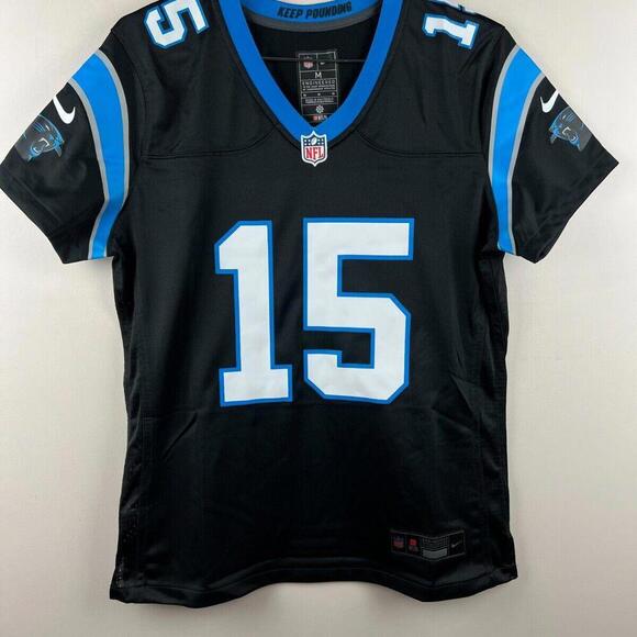 New Women's Nike #15 Jonathan Mingo Black Carolina Panthers Game Jersey Size M - Picture 1 of 8